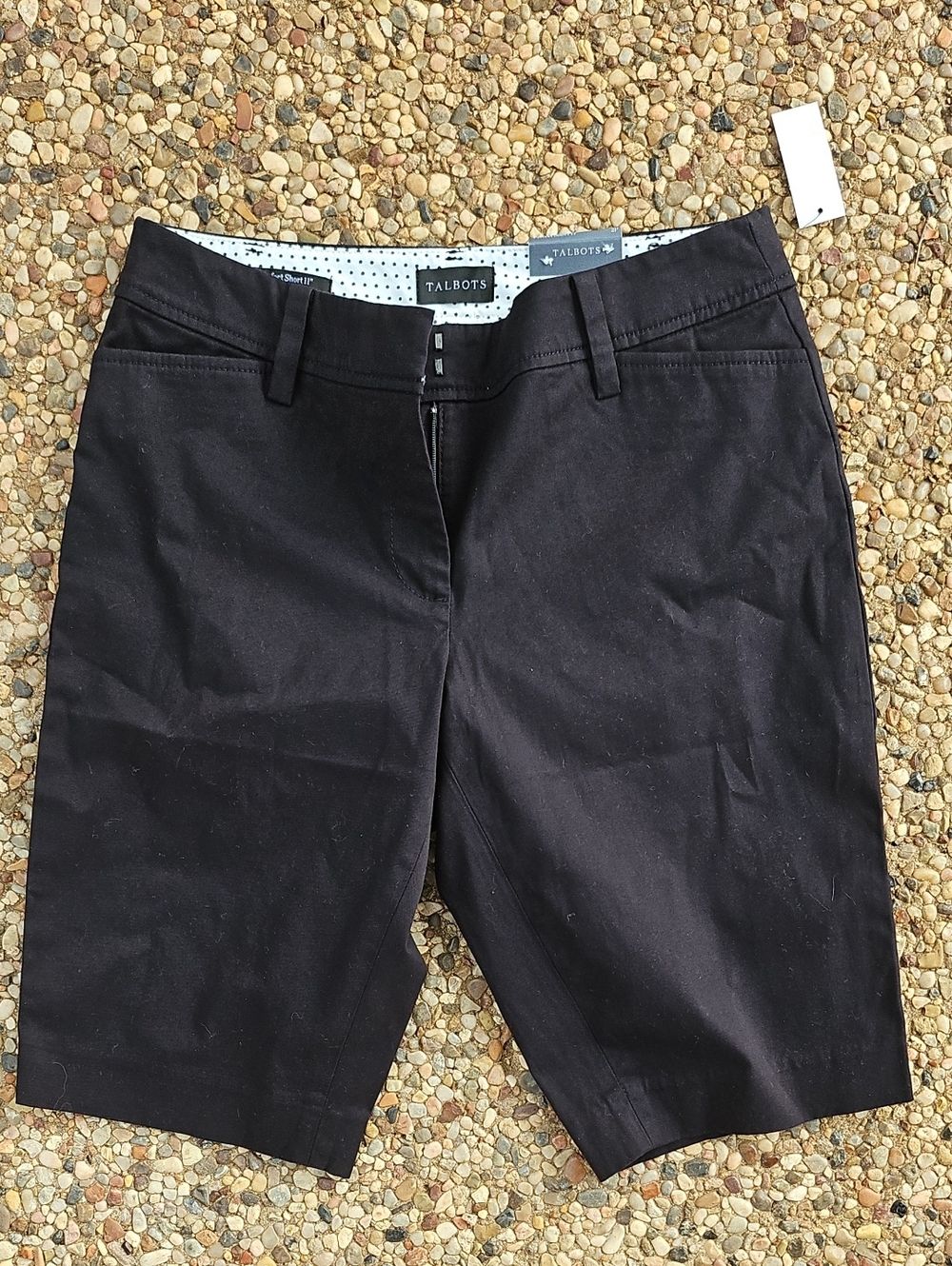 New W Tag Talbots Black Cotton Spandex Knee-Length Perfect Short 11" 2P